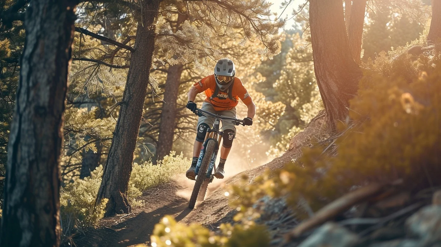 Mountain Biker On Trail In Forest